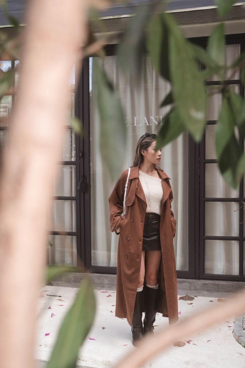 Kinda Faux Suede Trench Coat