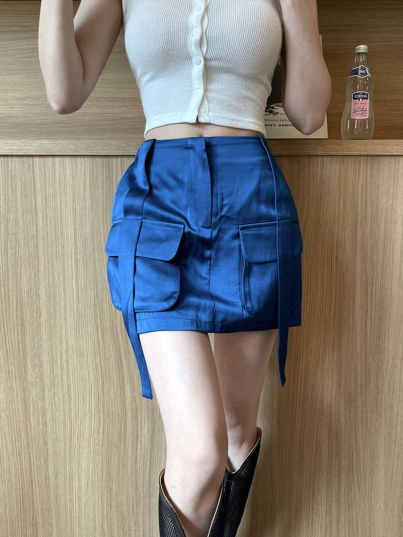 952. Satin cargo strap mini sk (3color)
