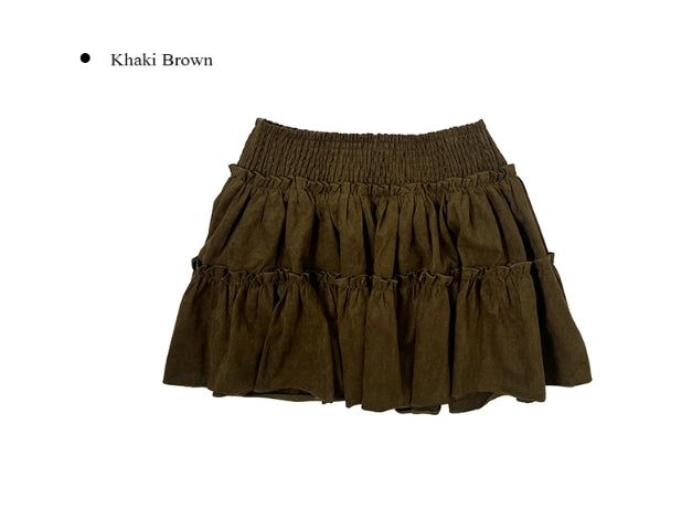 Empty Suede Frill Banding Mini Skirt