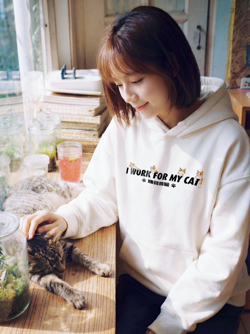Creeps Apparel（クリープス・アパレル ）の「I Work for My Cat ヘビーウェイトピケフーディー 420g（トップス）」