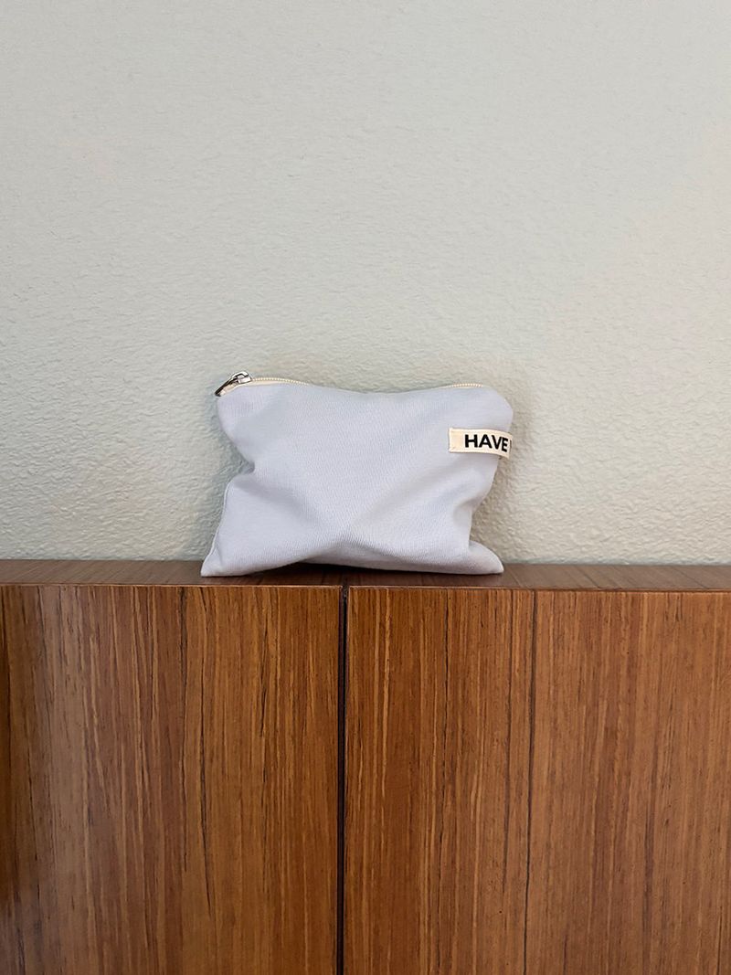 Soft cotton flat pouch - sky blue , S size