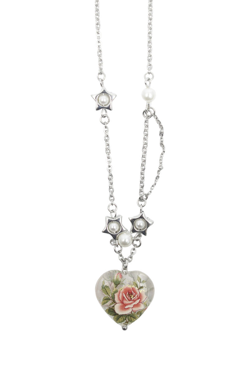 Flower love star necklace (Clear/Blue)