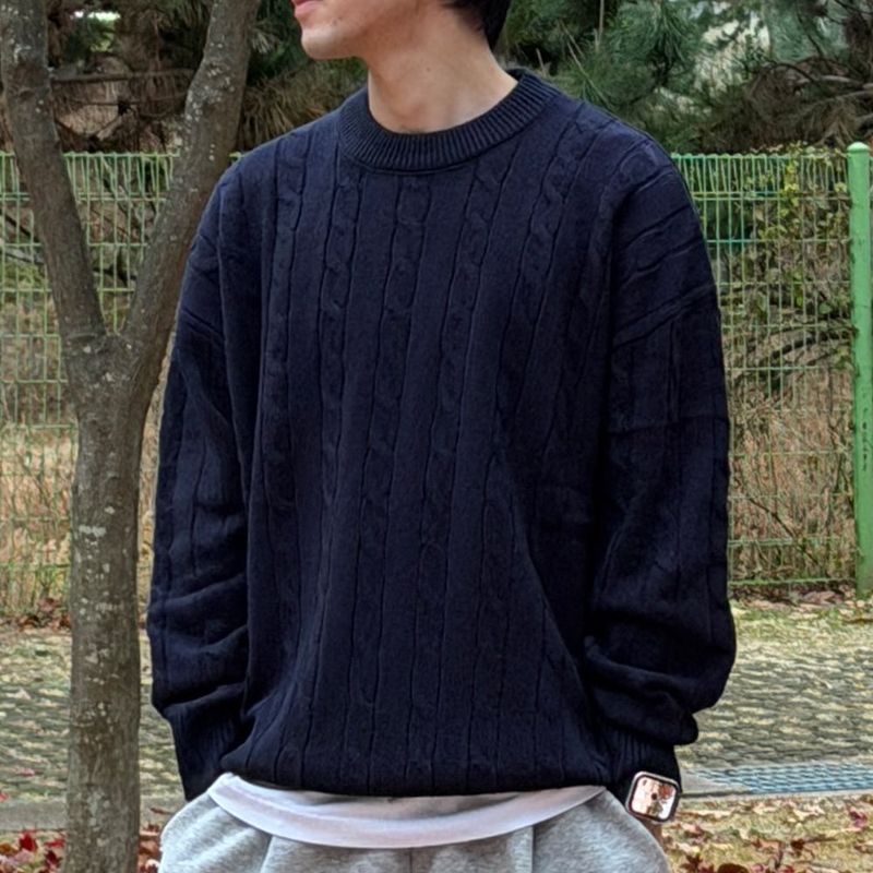 Usual Round Cable Knit - 5COLOR