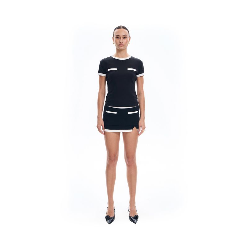 Contrast Paneled Short-Sleeve Top