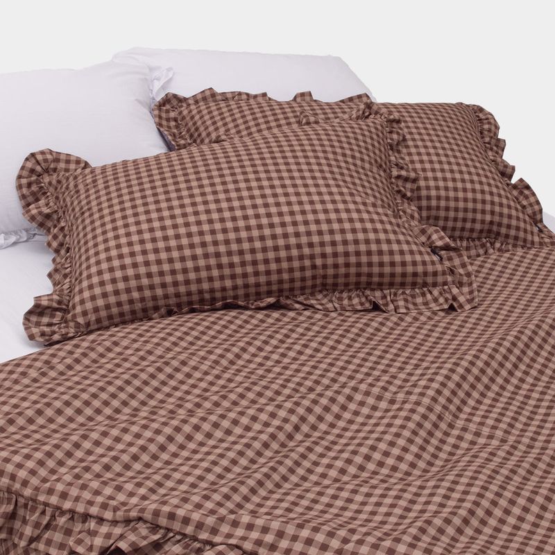 Dust-Free Gingham Check Frill Pillowcase
