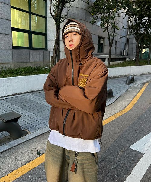 Oversized Two-Way Washed Puffer Jacket (6oz)