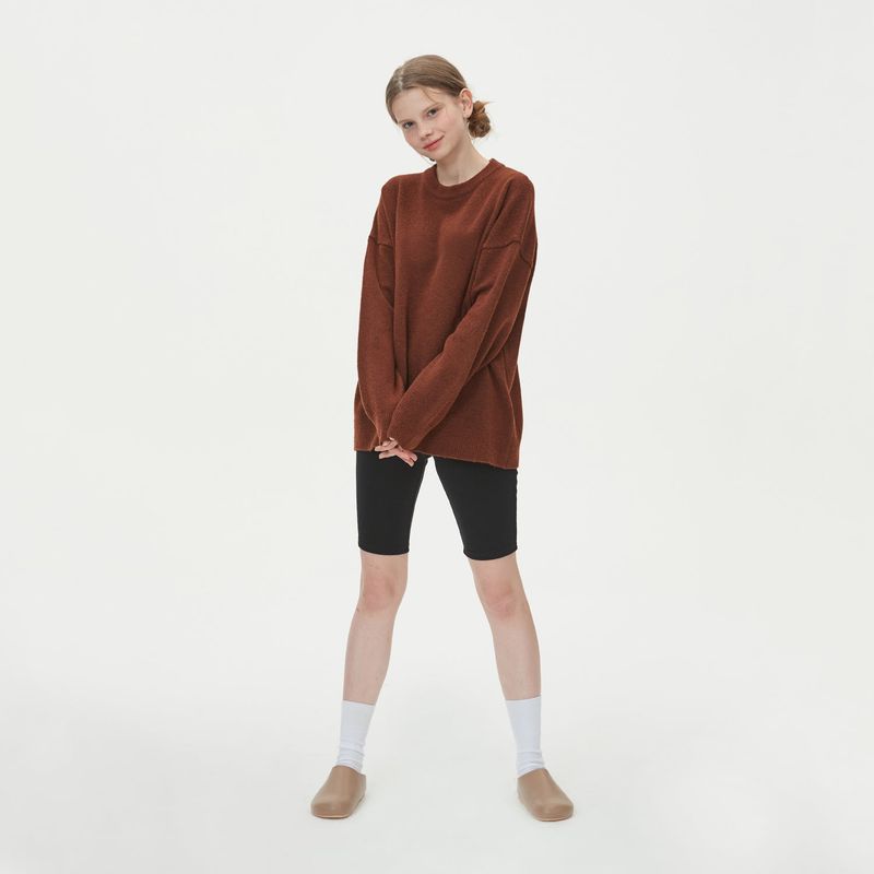 CASHLIKE ROUND NECK KNIT_CARMEL
