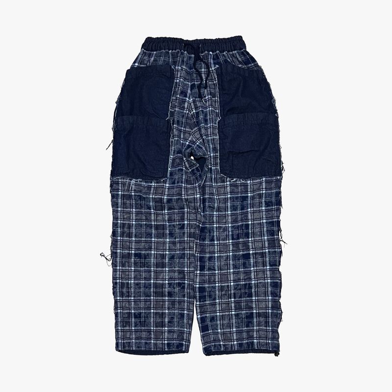 grunge burner check pants_blue