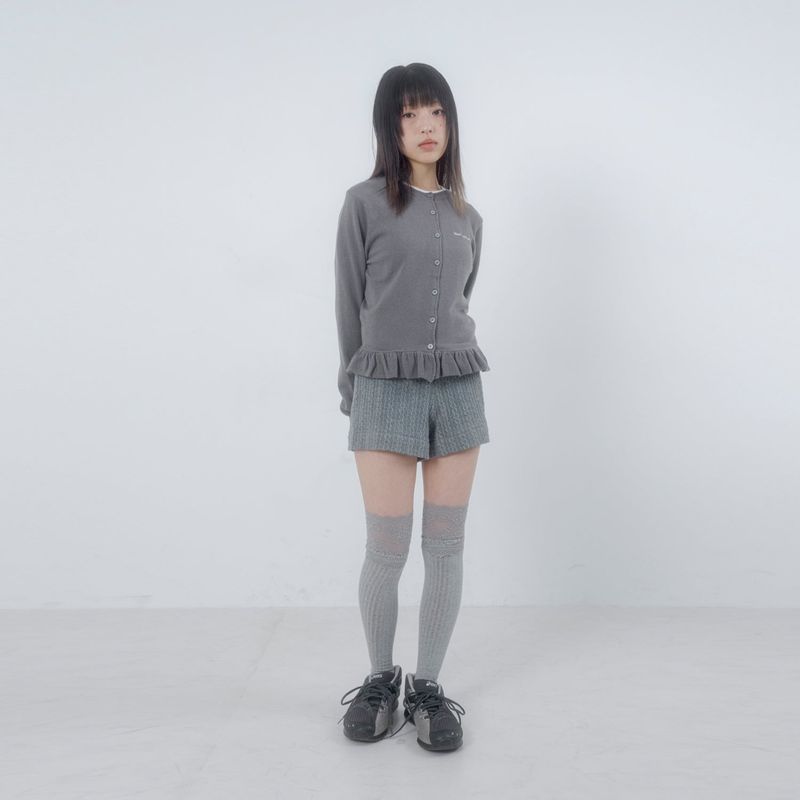 Frilling knit cardigan 003
