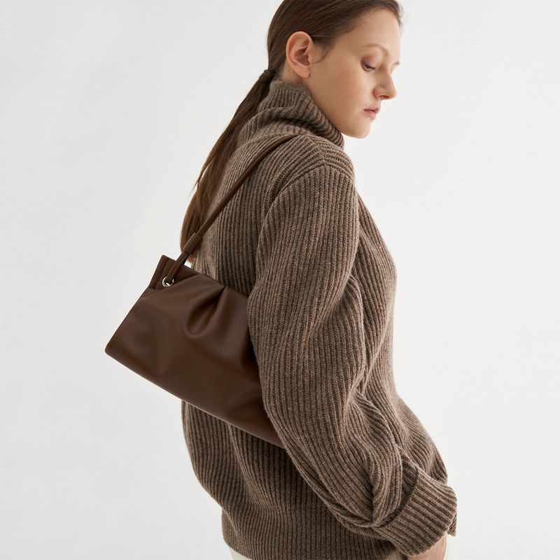 MUNIER（ミュニエ）の「PLEATS SHOULDER BAG MINI_BROWN（Bags）」