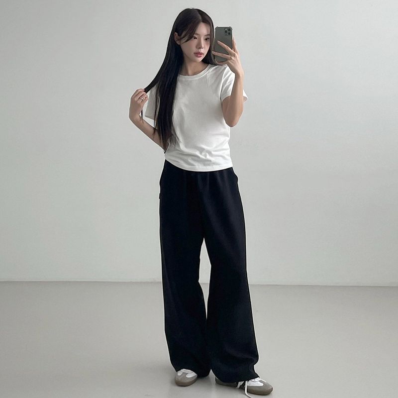 WIDE TR BANDING SLACKS [BLACK]