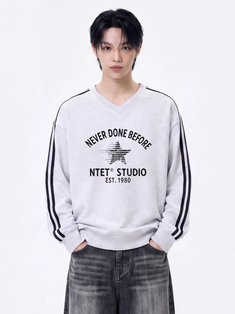 neverstar track v-neck sweatshirt (4color)