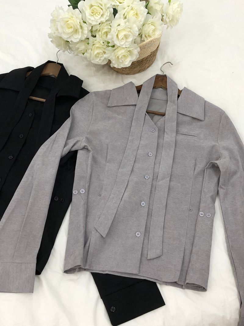 Dual Tie Pintuck Line Shirt