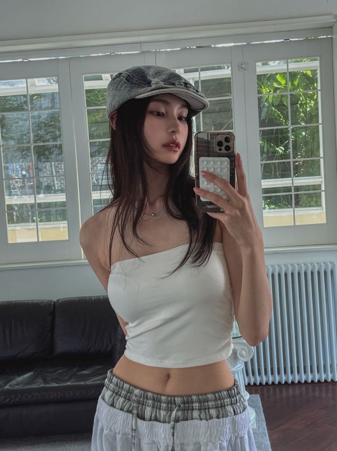 [U-BASIC] Side Shirring Tube Top (+With Cup)