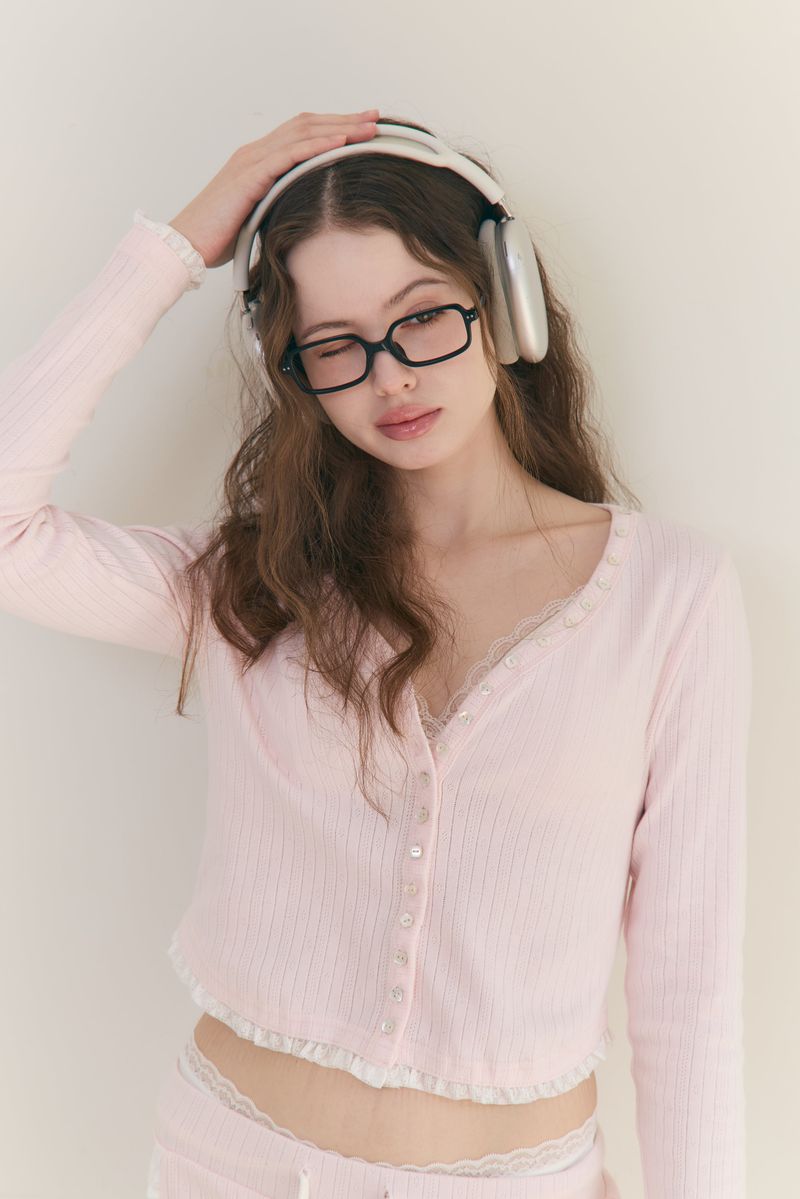 Roseanne(ロザンヌ)の「Sweet Dreams Button Cardigan (Pink)(Tops)」