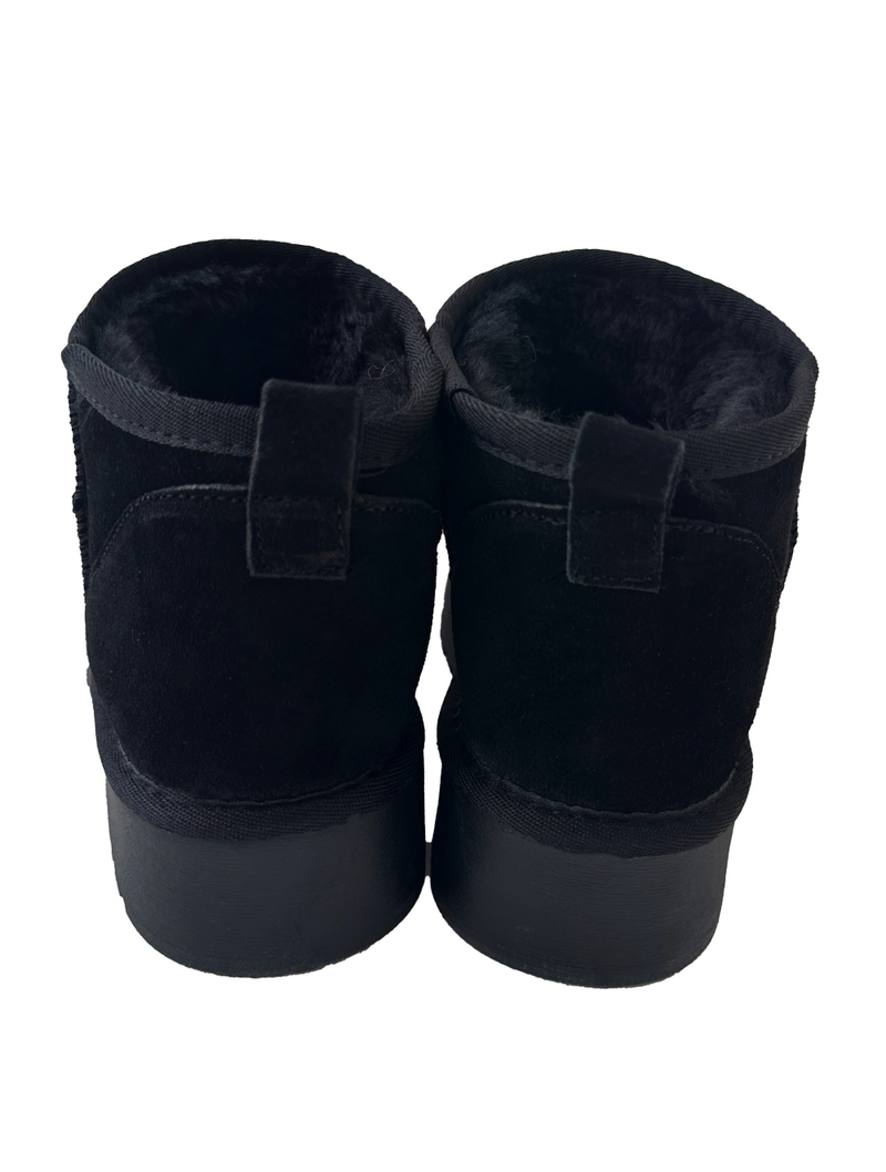 (COW LEATHER🤎🐑🐄) DALMATIAN UGG 4CM PLATFORM FUR BOOTS SHORT UGG