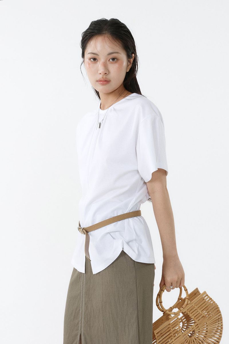 SHIRRED ROUND TOP_WHITE