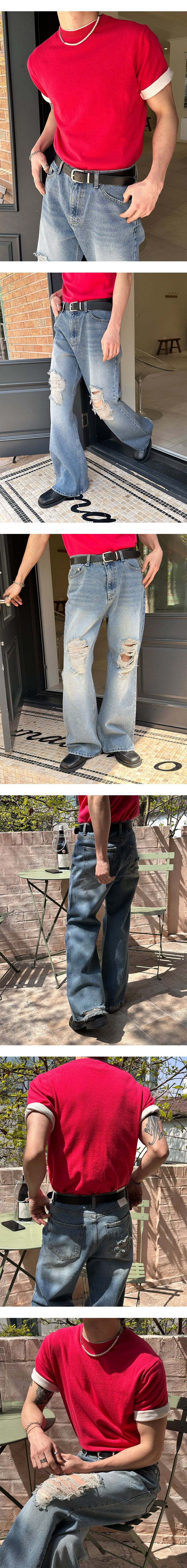 [Unisex] Tin washing boots cut denim pants