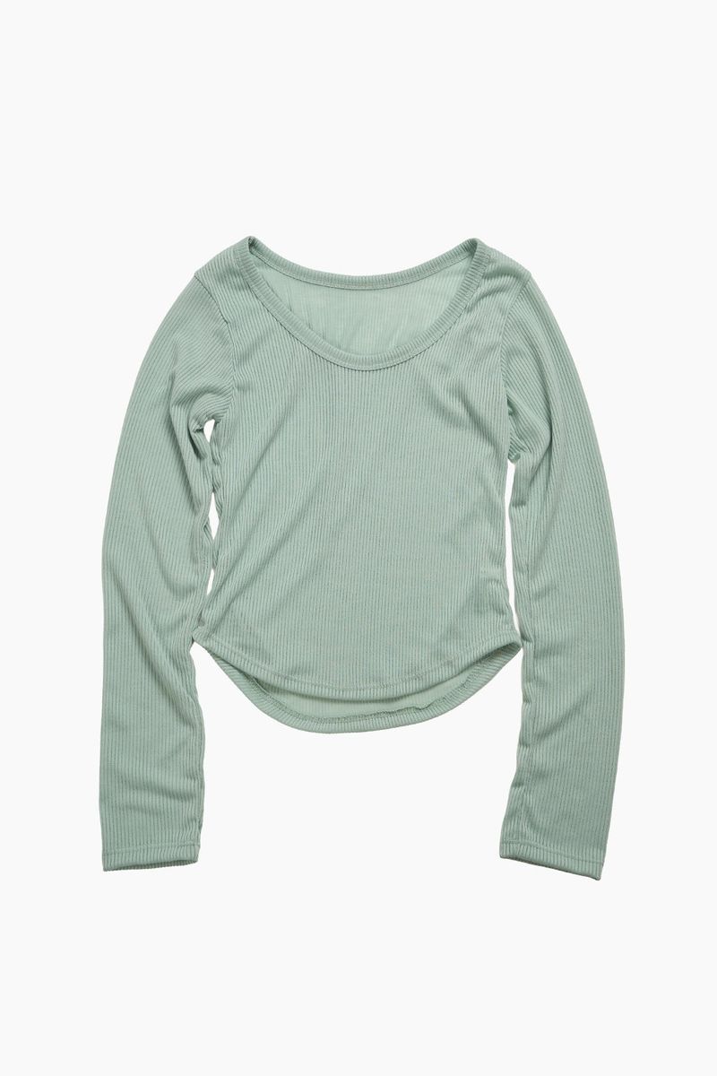 Summer U-neck Ribbed Long Sleeve