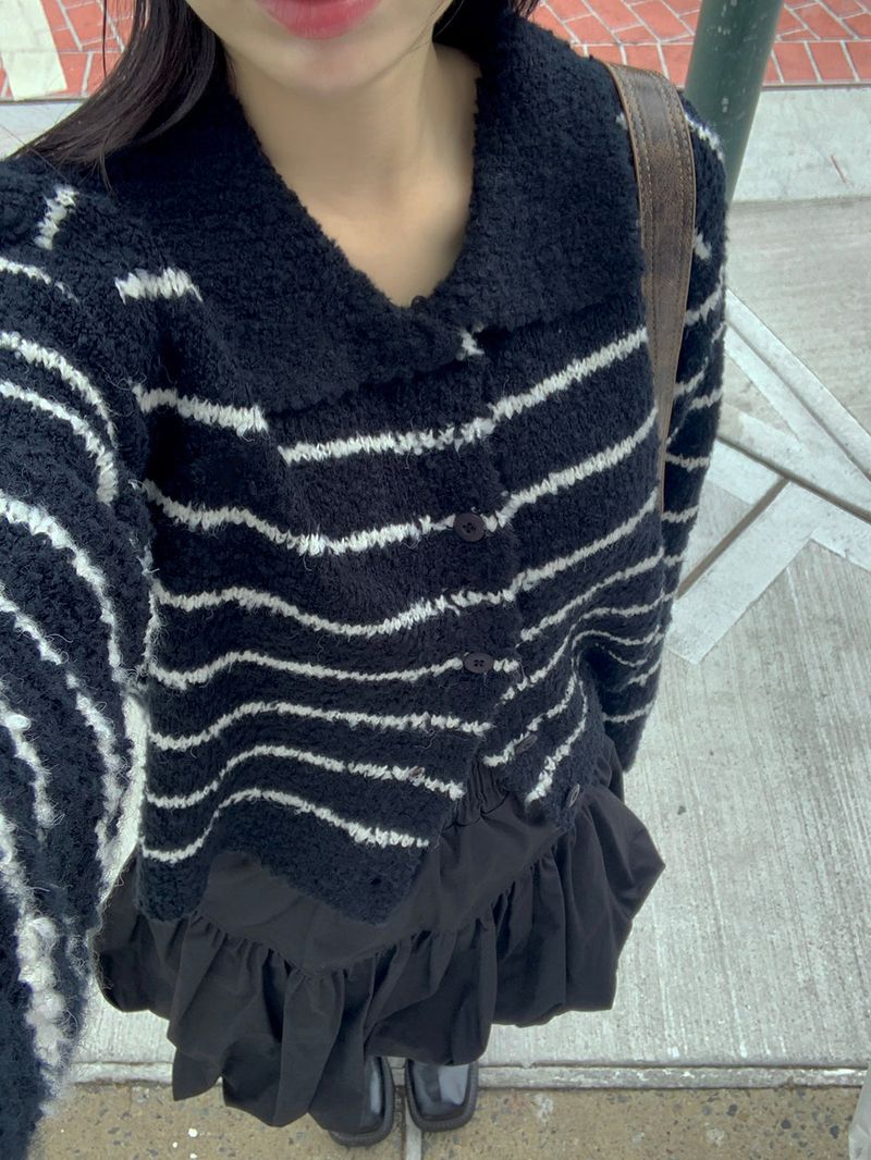 Clang wool striped cardigan