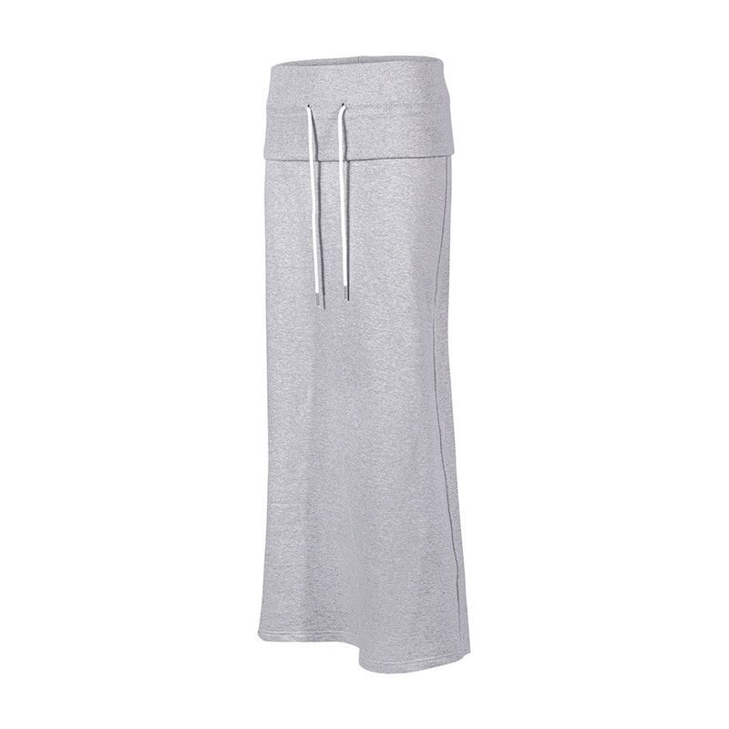 FOLDING SWEAT MAXI SKIRT_Melange Gray
