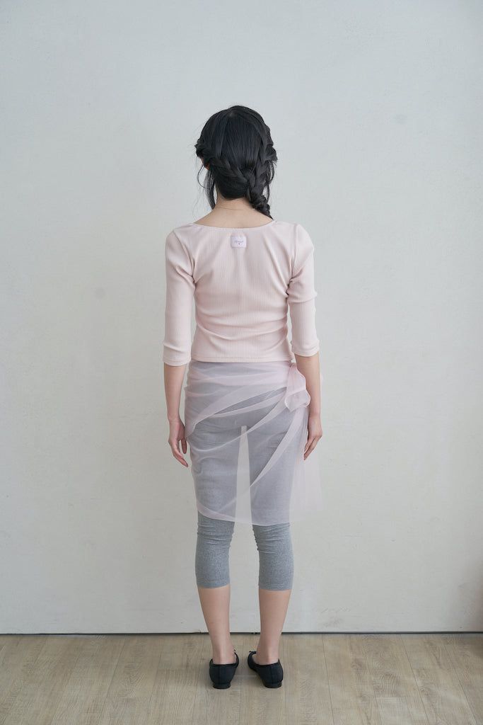 Butterfly key point shirring top - pink