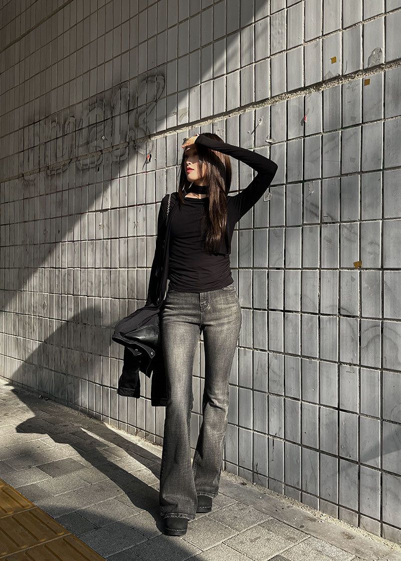 SMOKY GREY BOOTS CUT DENIM