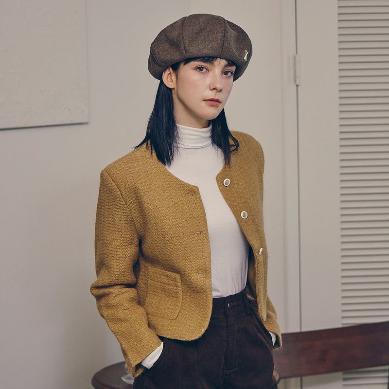 VA Stud Octagon Wool Beret / Brown