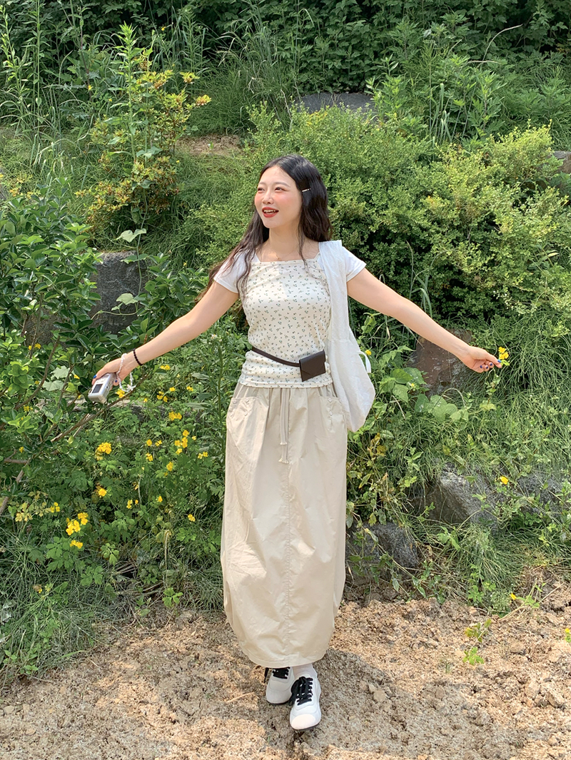 pumpkin balloon pocket long skirt