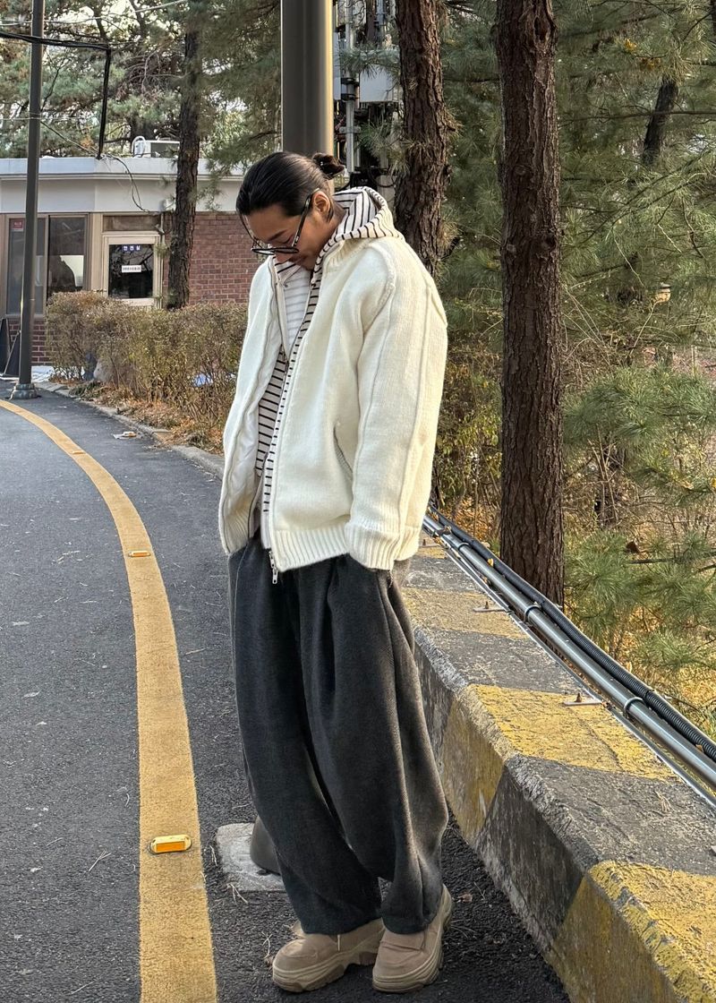 Knit Padded Zip-Up Ver2 6COLOR
