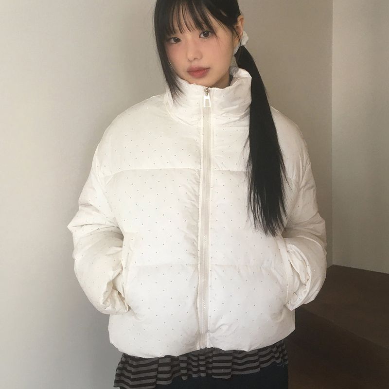 Kand cubic glittering wellon short padded coat
