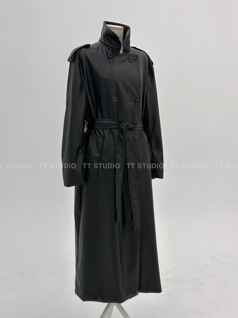 Double leather long coat
