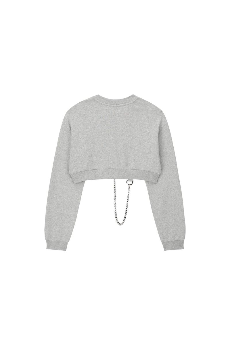 0 4 chain crop sweat shirt - GREY