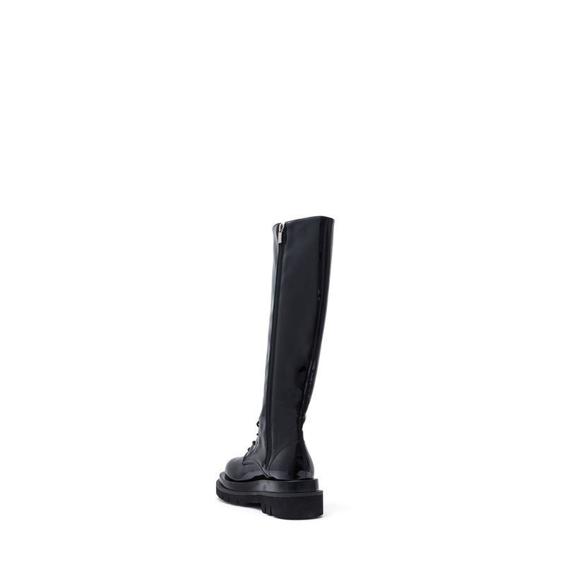 Lace-Up Walker Boots(Glossy Black)