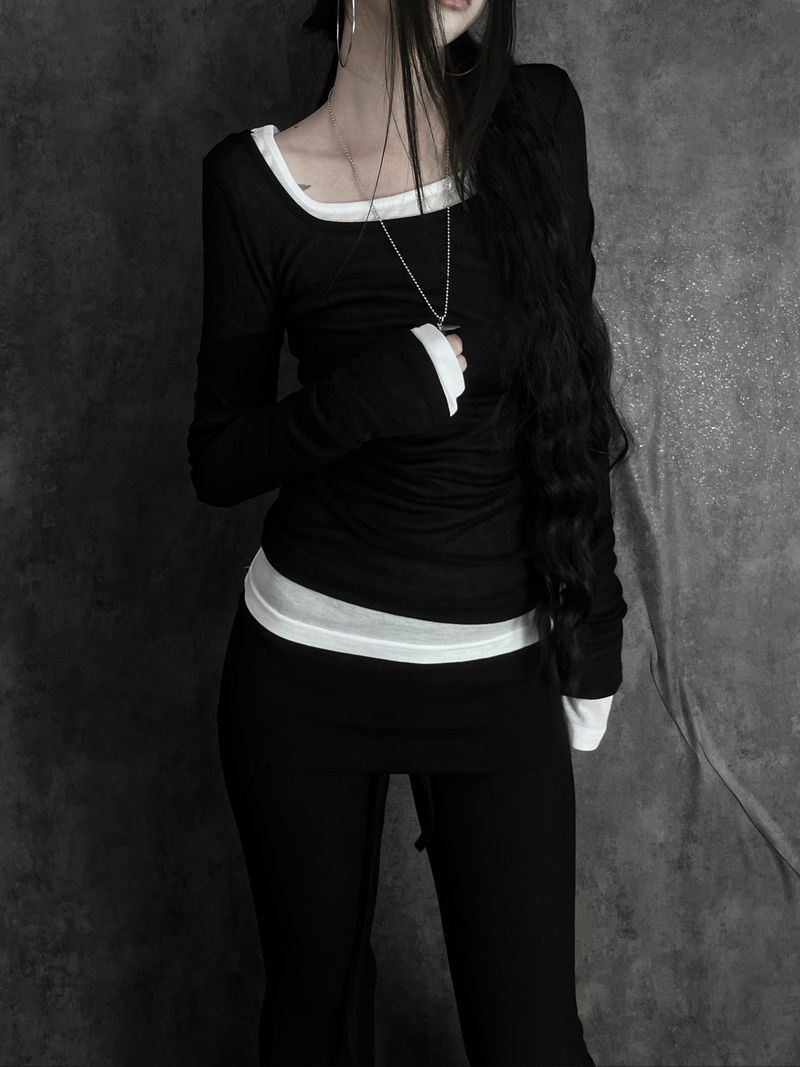 tencel square neck T (3color)
