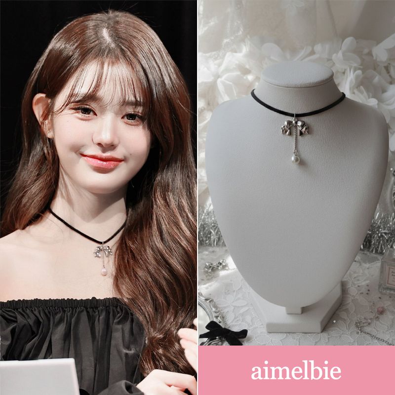 aimelbie(アイメルビー)の「ロマンティックボウアンドパールドロップチョーカー - シルバー(アクセサリー)」