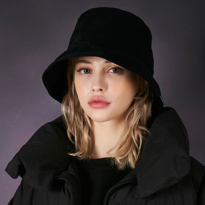 wide brim washing bucket hat black