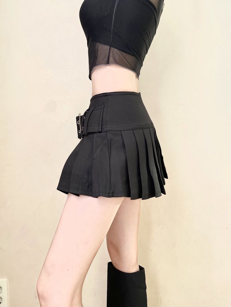 1384. Belt pleats mini sk (3color)