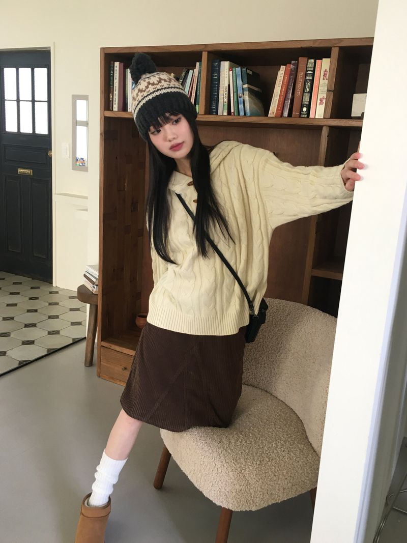 ロニンコーデュロイカットAラインミディスカート