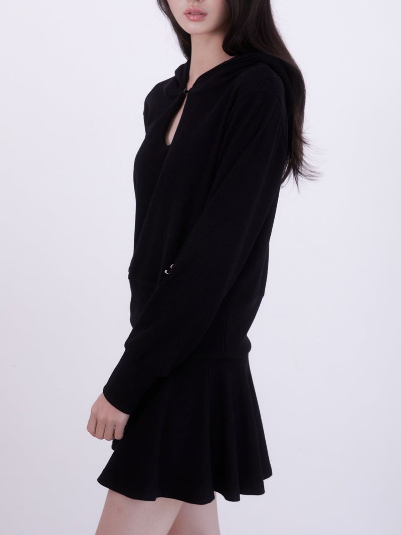 Knit mini flare skirt (BLACK)