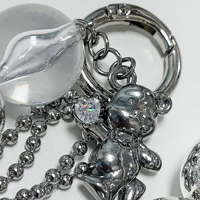 Cubic metallic Bear keyring [silver]