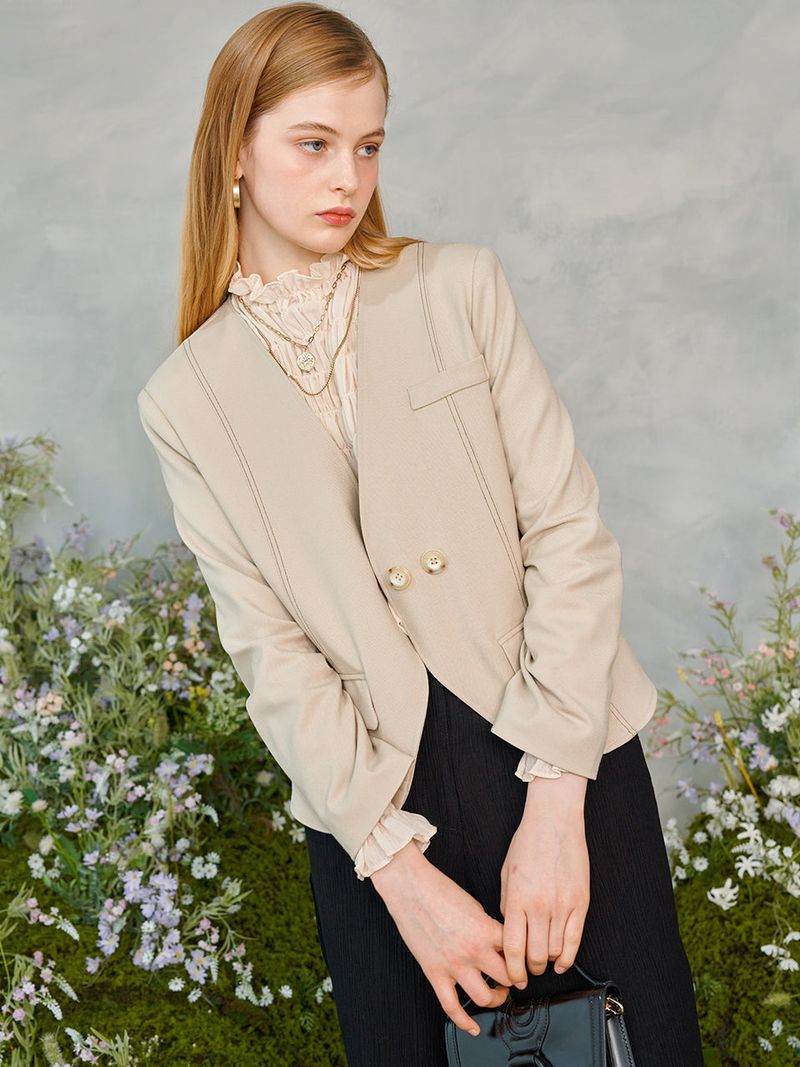 Line No-collar Jacket (2colors)