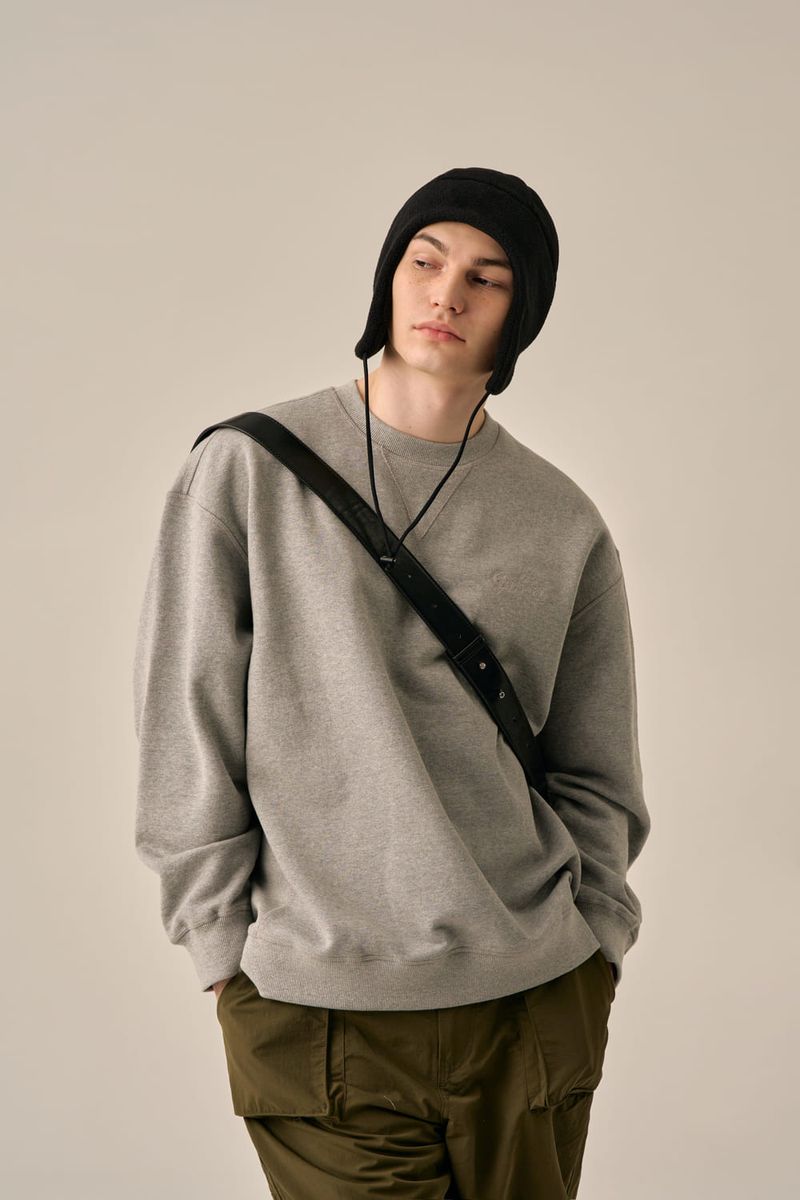 LETTERING LOGO BASIC SWEATSHIRT - GRAY