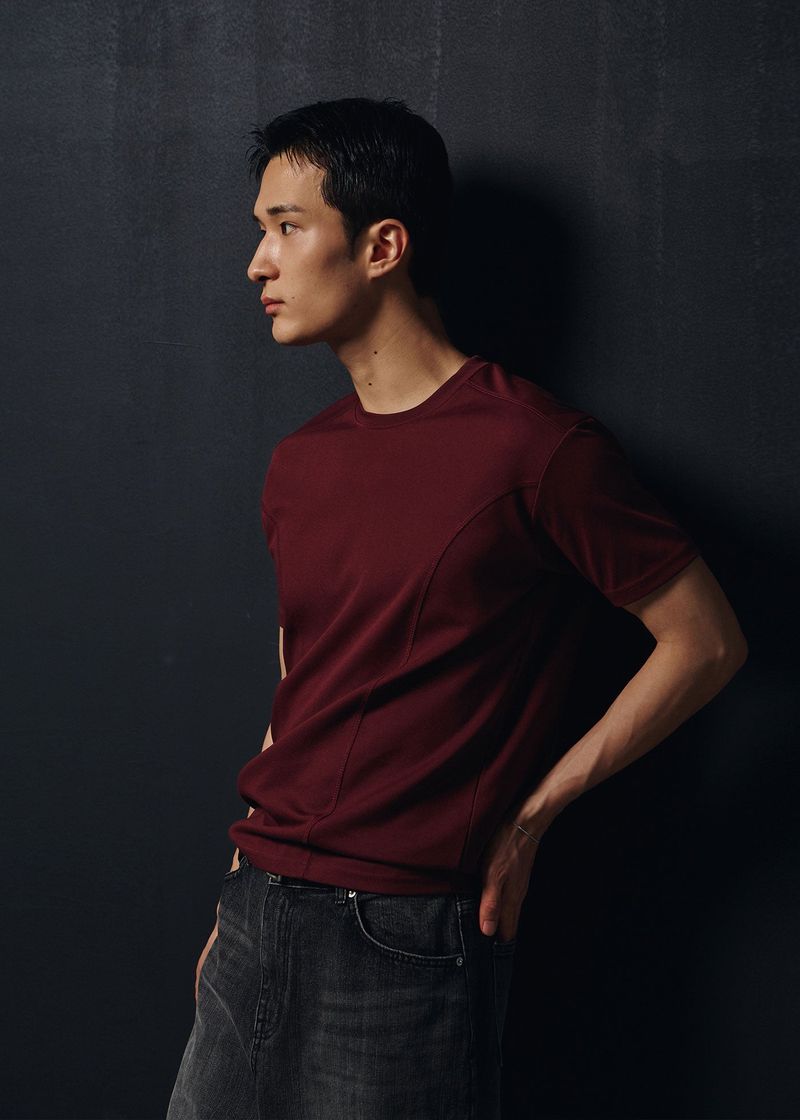 LAURANTSEOUL（ローラントソウル）の「クールカーブハーフTシャツ(Burgundy)（トップス）」