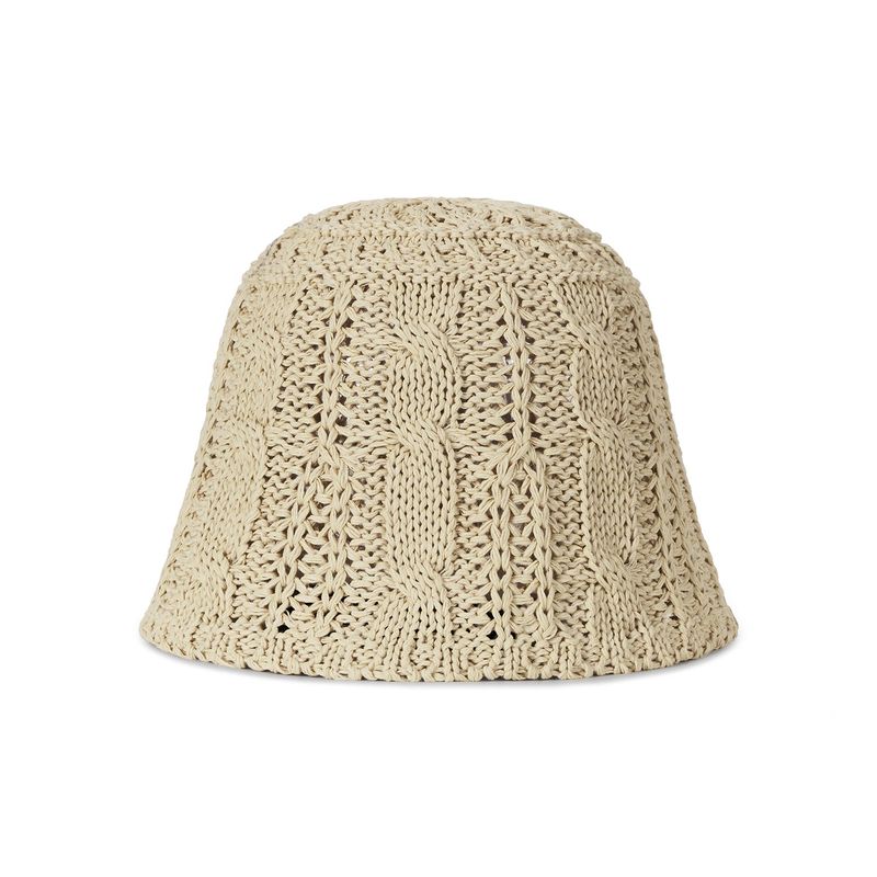 VZ Label Cable Knit Bucket Hat / Beige