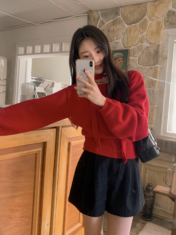 PV One Shoulder Knit + Tie Set (6color)