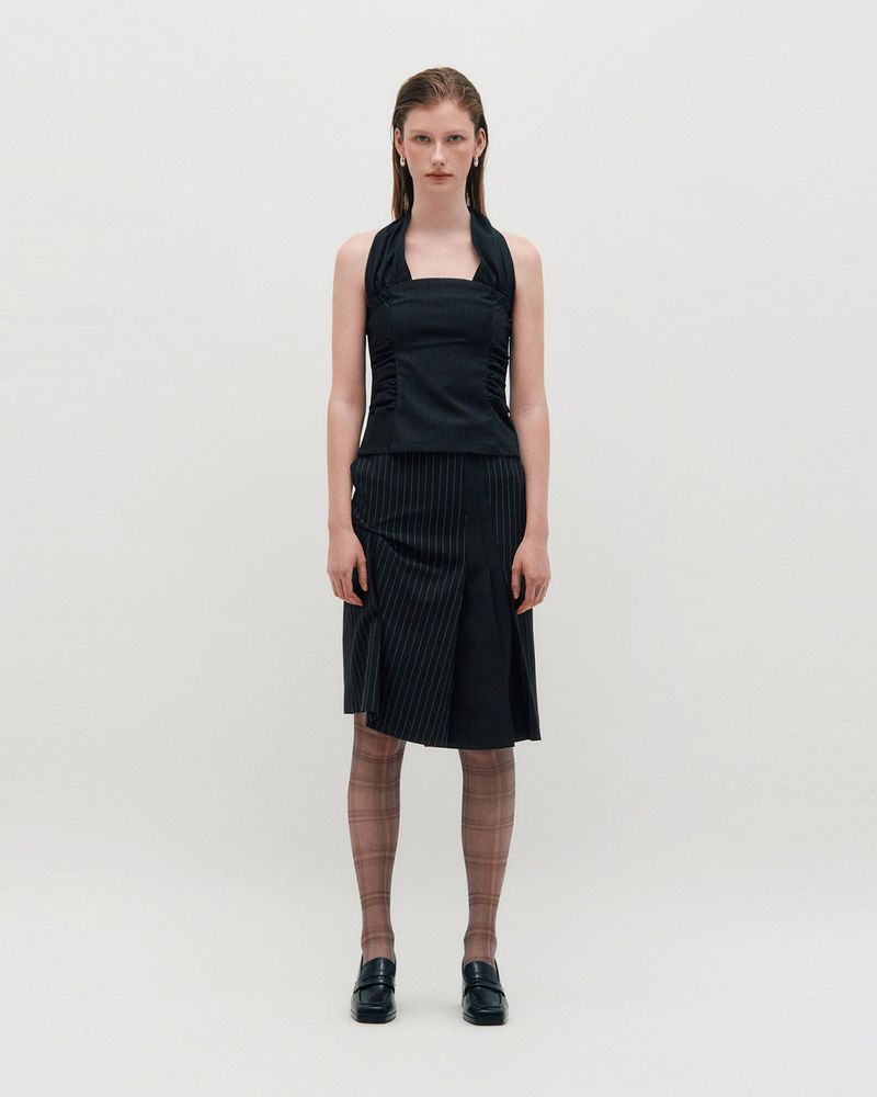 KIMZISU（キムジス）の「DOZI - Pinched Stripe Skirt _ BLACK（Skirts）」