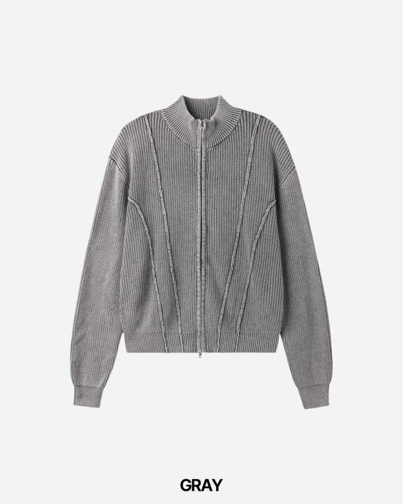 Curve Pigment Knit Zip-Up
