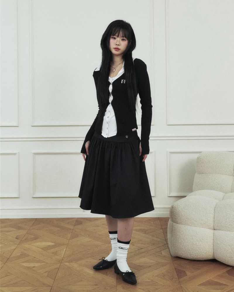 MUMU クラシックボタンミディスカート