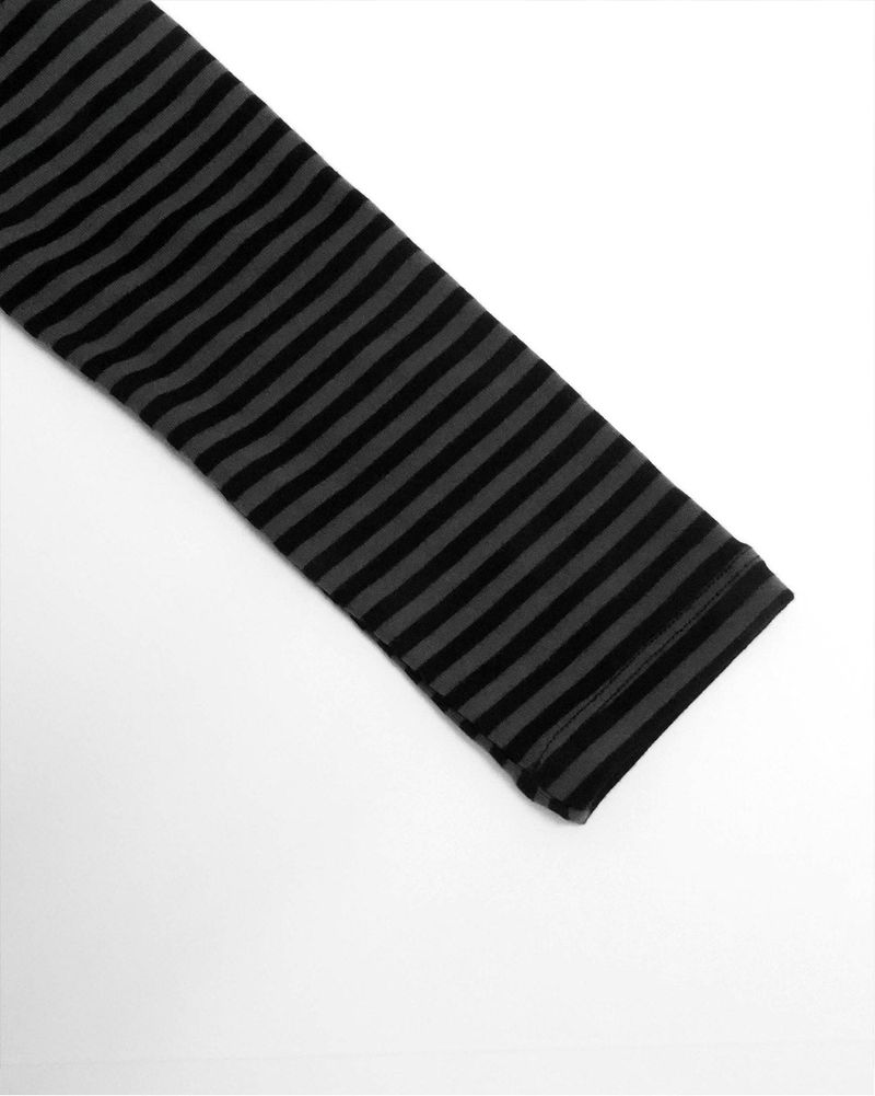 Henry Neck Long Sleeve Stripe Black